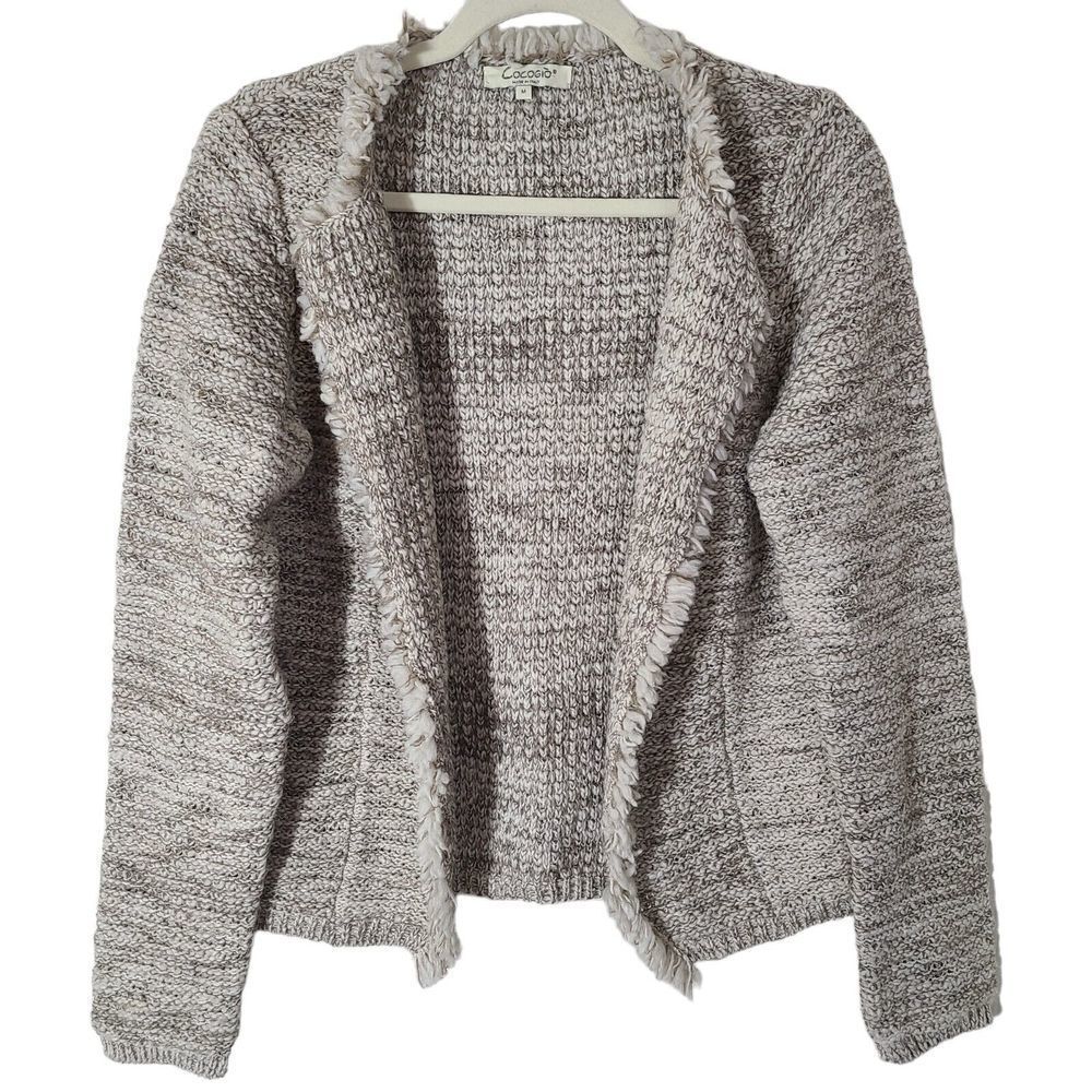 Cocogio Size Medium Wool Alpaca Fringe Chunky knit cardigan sweater Italy